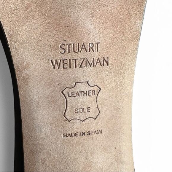 Stuart Weitzman Nearly Nude Black Suede Heels Sandals Minimalist Classic Size 11 - Picture 12 of 15